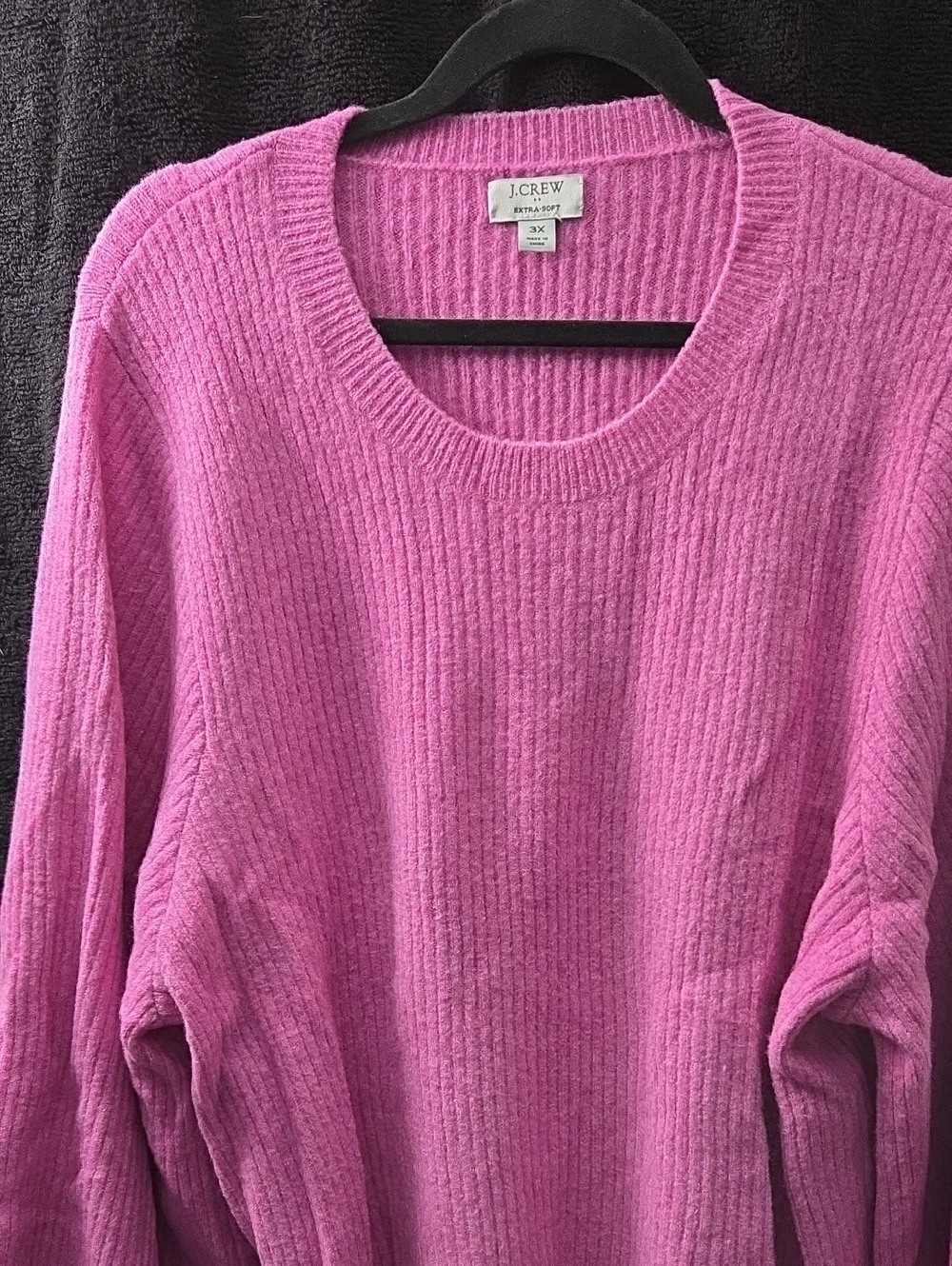 J. Crew Bright Pink Ribbed Crewneck Sweater